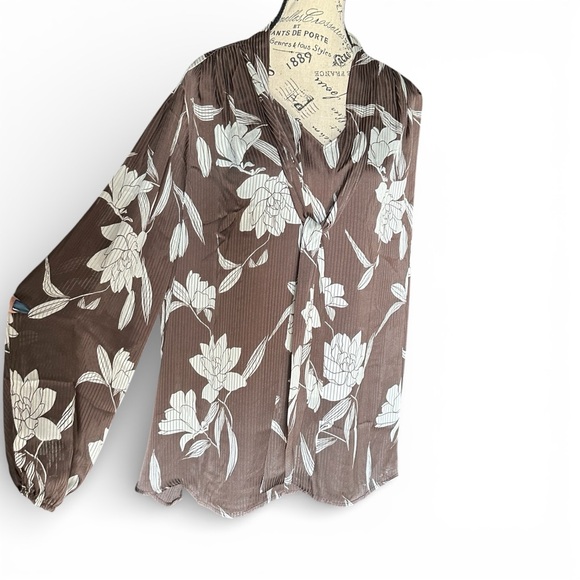 Lane Bryant Brown Floral Blouse - Picture 9 of 10